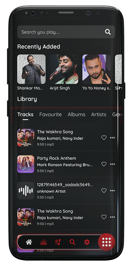 Music Player Screen Mockup